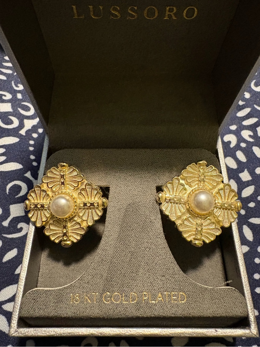 Lussoro 18K Gold Plated Baroque Pearl Statement Earrings